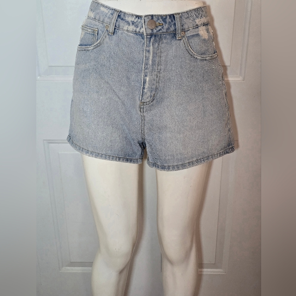 Cotton On 91 Denim Jean Shorts Size 8 Distressed Light Wash High Rise